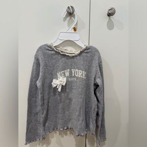 Zara Gray 'New York' Lace-Trim t shirt